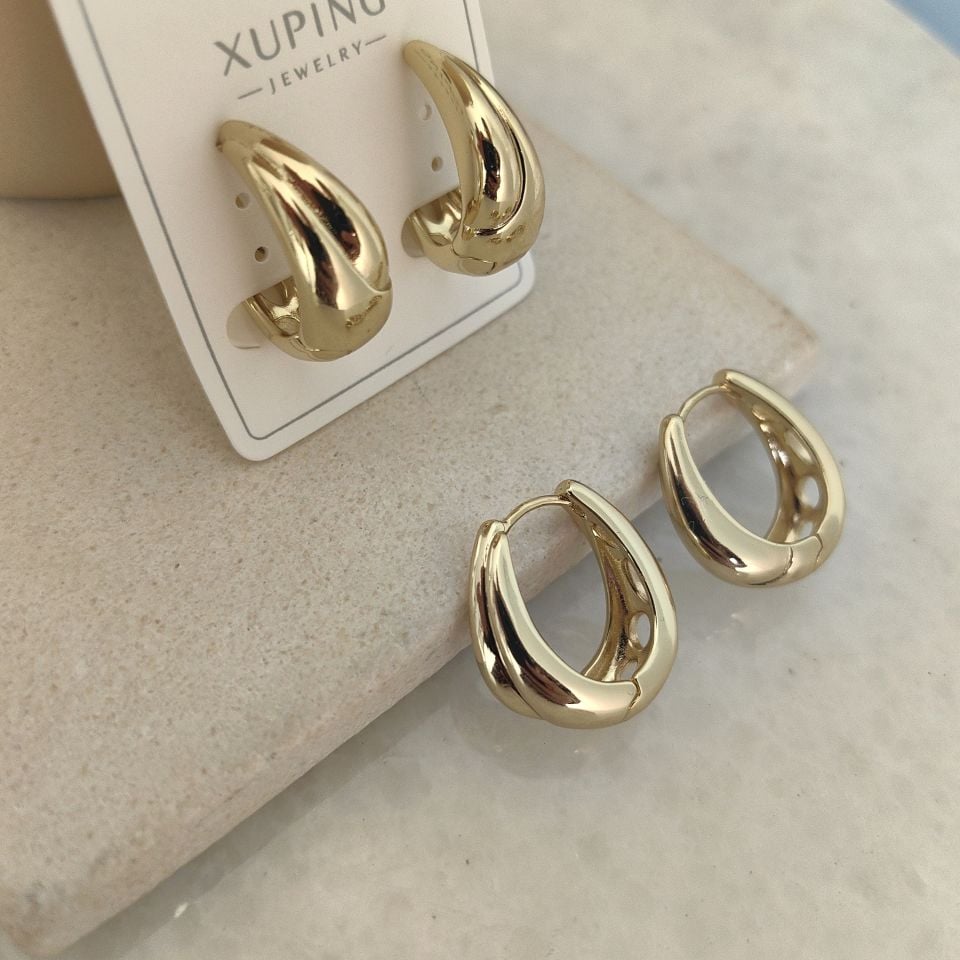 14K ALTIN KAPLAMA OVAL KÜPE
