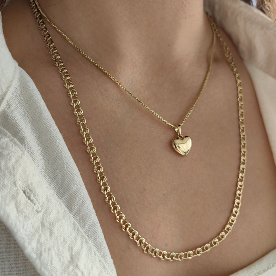 14 AYAR ALTIN RENGİNDE HEART KOMBİN
