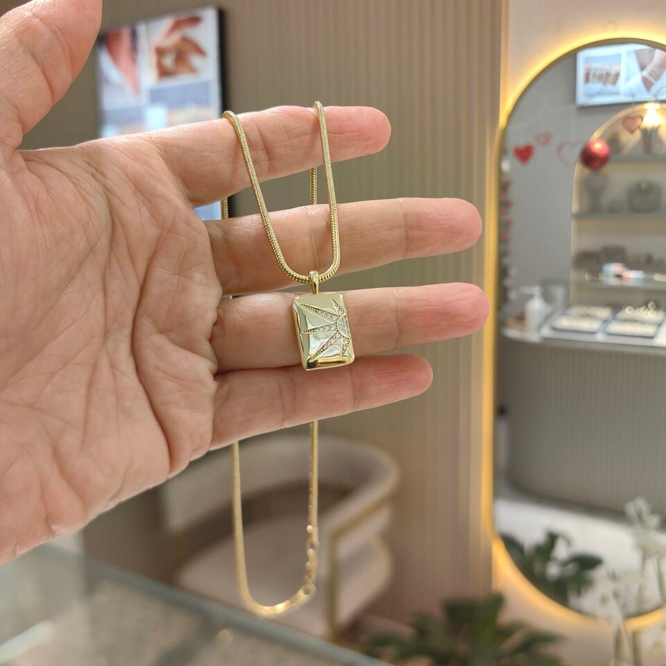 14K ALTIN KAPLAMA GÜNEŞ PLAKA KOLYE