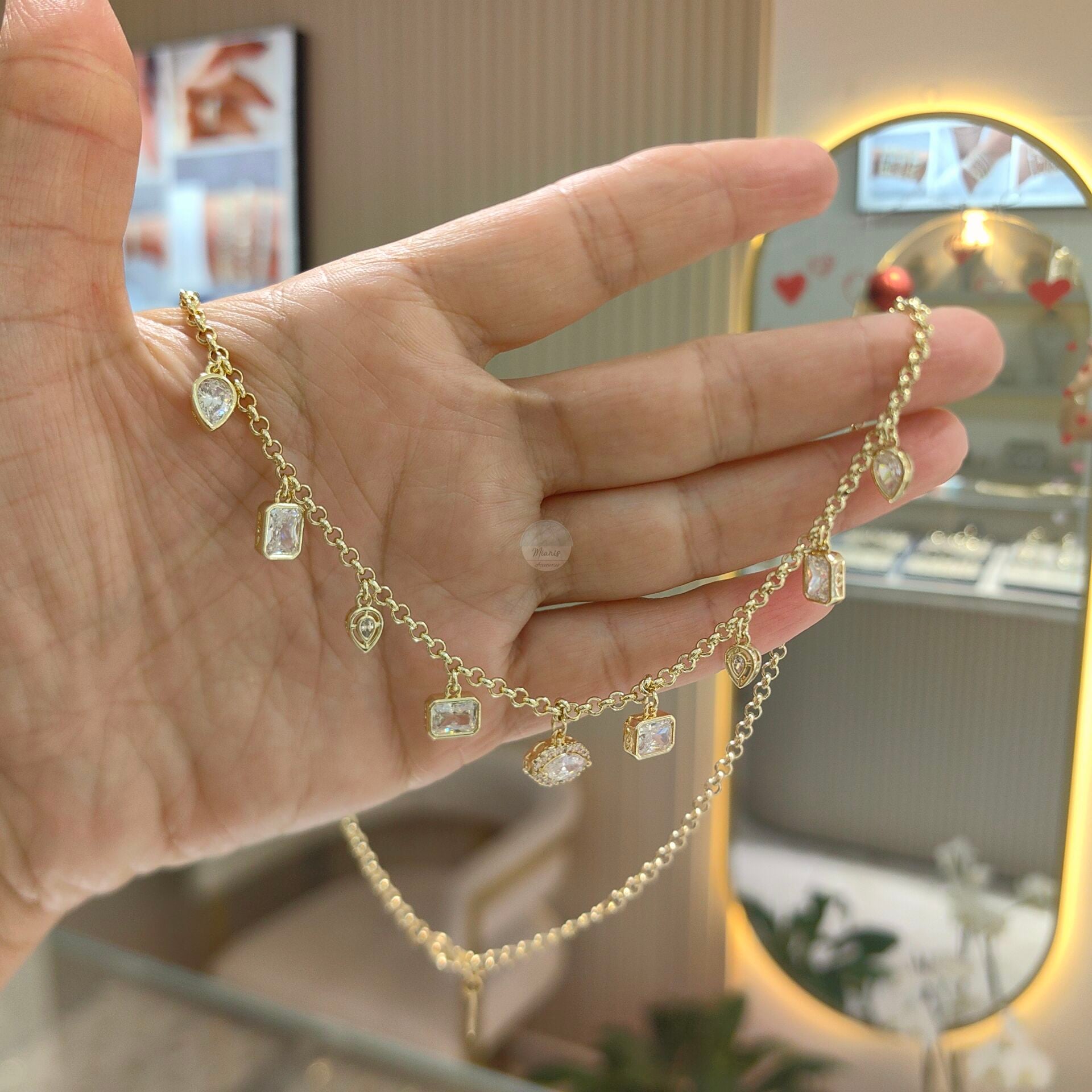 14K ALTIN KAPLAMA CHİC TAŞLI KOLYE