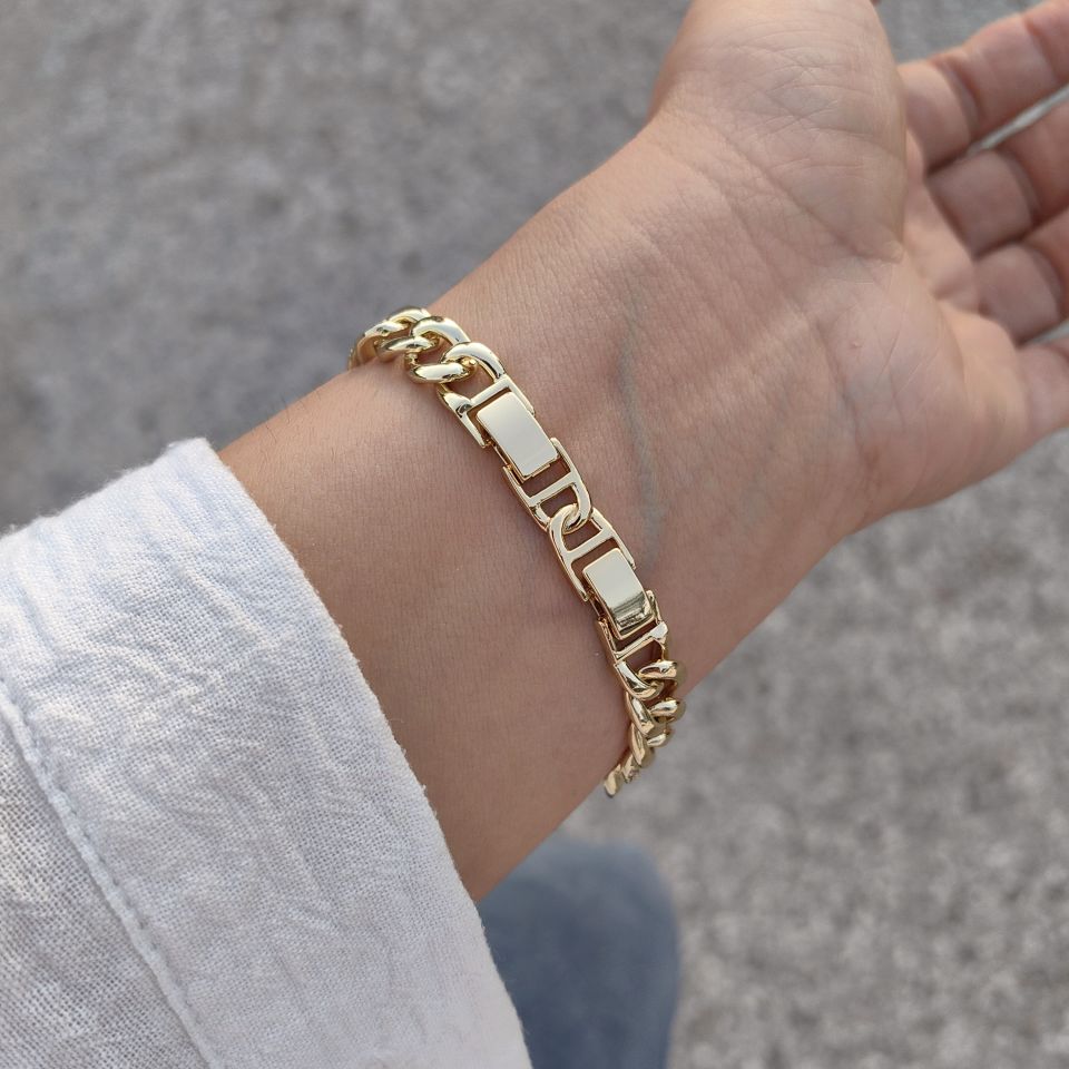 14K ALTIN KAPLAMA TAŞLI HALKA BİLEKLİK