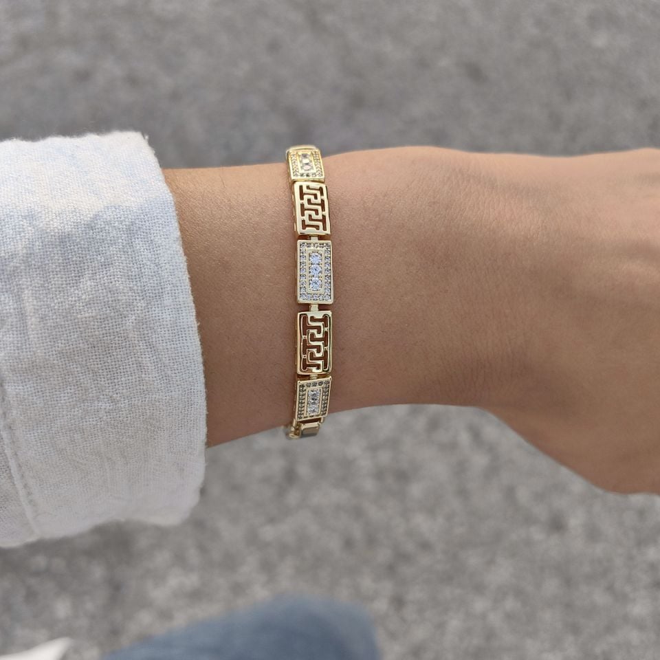 14K ALTIN KAPLAMA TAŞLI  VRSC BİLEKLİK