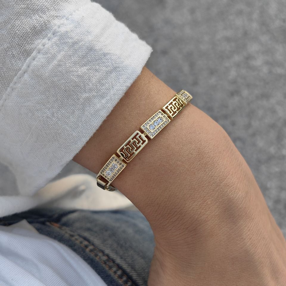 14K ALTIN KAPLAMA TAŞLI  VRSC BİLEKLİK