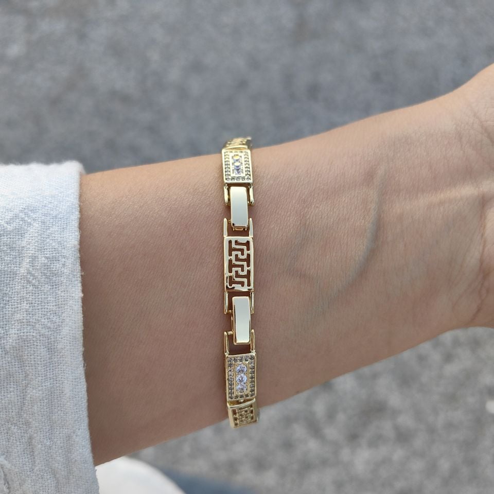 14K ALTIN KAPLAMA TAŞLI  VRSC BİLEKLİK