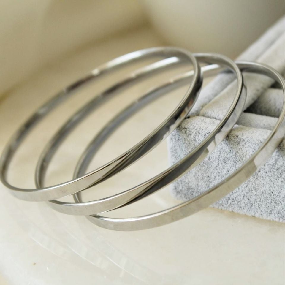 ÜÇLÜ SİLVER KALIN RAY BİLEZİK