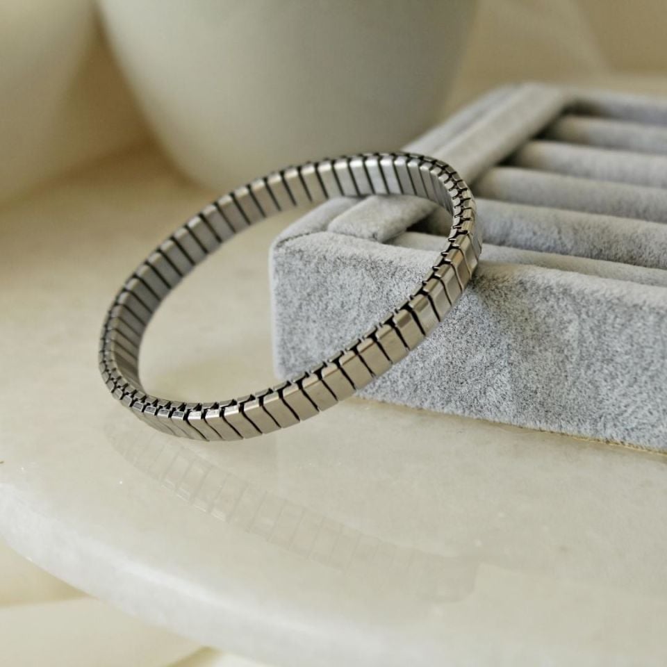 Lastikli Silver Bileklik