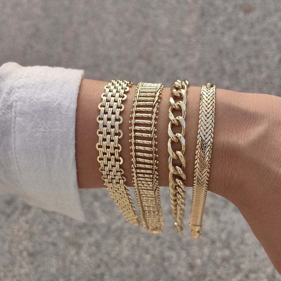 14K AYAR ALTIN KAPLAMA BİLEKLİKLER