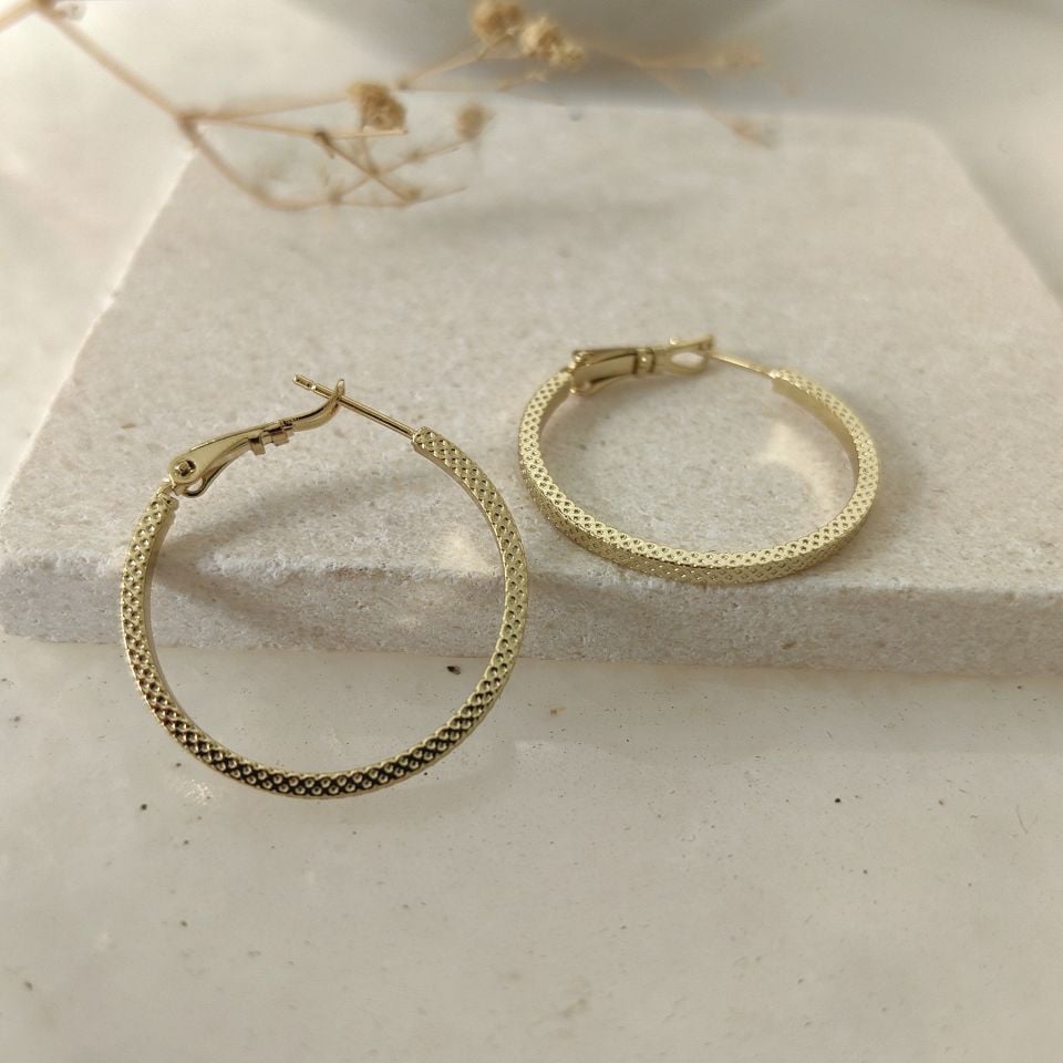 14K ALTIN KAPLAMA HALKA KÜPE