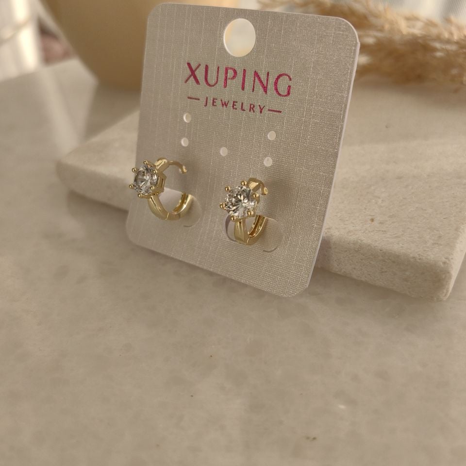 14K ALTIN KAPLAMA MİNİMAL TEK TAŞ KÜPE