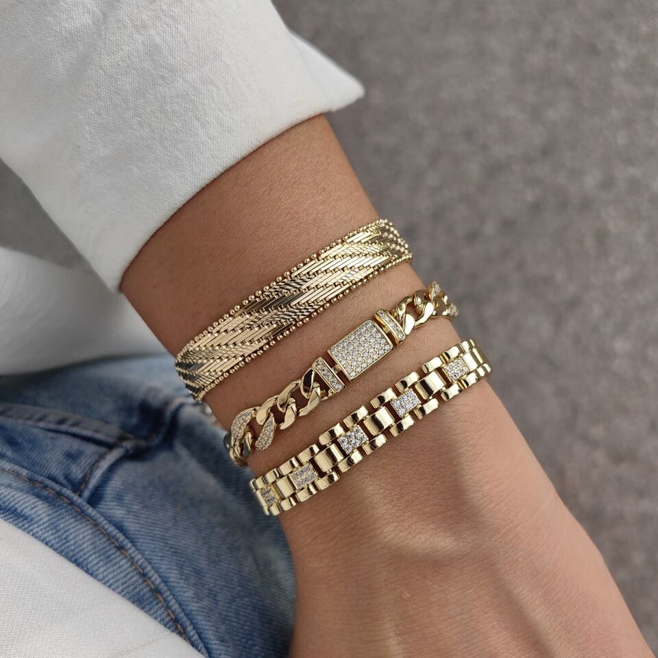 14K AYAR ALTIN KAPLAMA BİLEKLİKLER