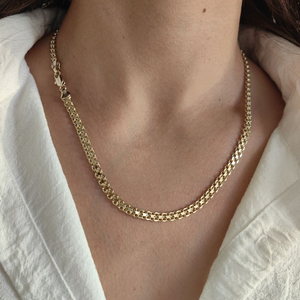 14K ALTIN KAPLAMA BİSMARK KOLYE