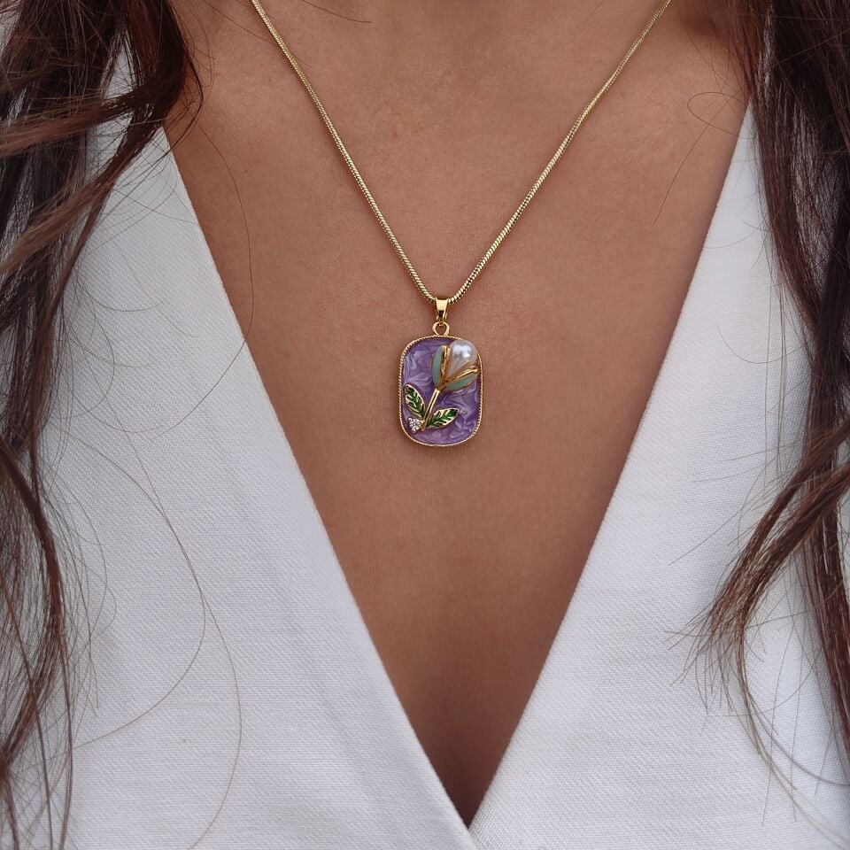 14K ALTIN KAPLAMA FLOWER KOLYE