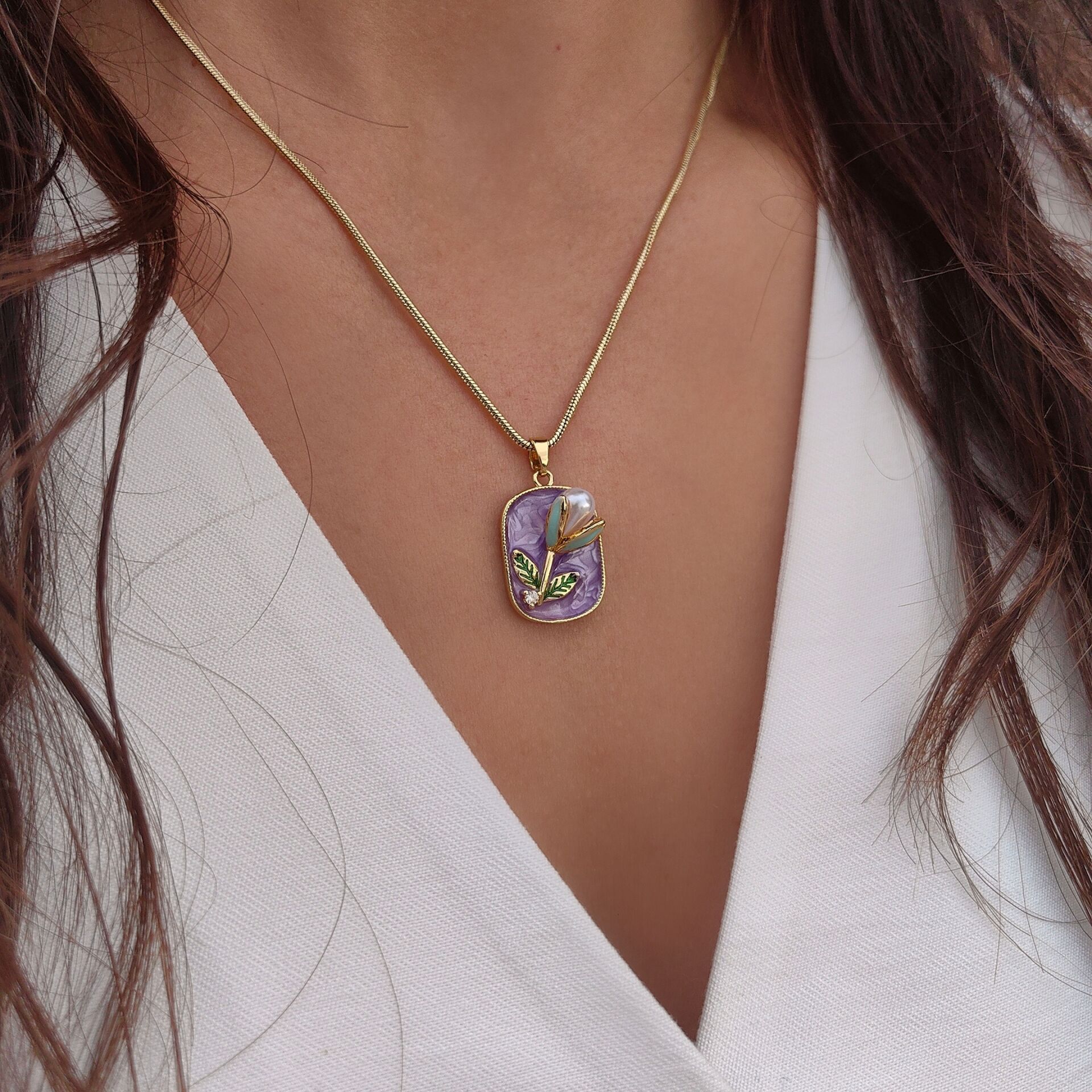 14K ALTIN KAPLAMA FLOWER KOLYE