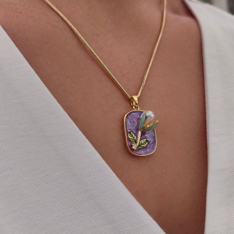 14K ALTIN KAPLAMA FLOWER KOLYE