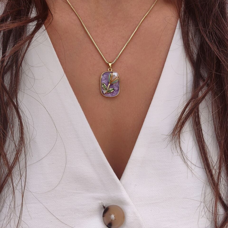 14K ALTIN KAPLAMA FLOWER KOLYE