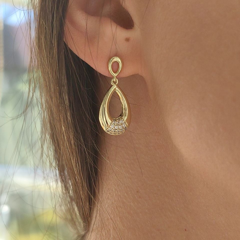 14K ALTIN RENGİNDE DAMLA SET