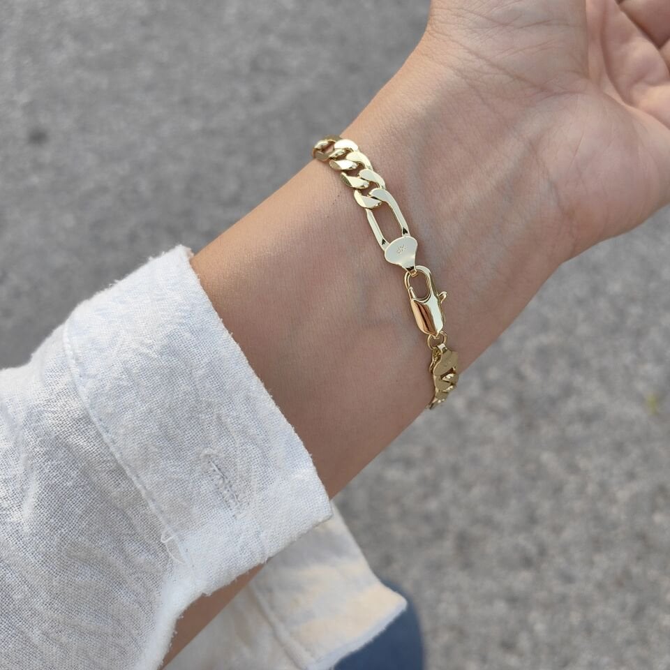 14 AYAR ALTIN KAPLAMA FİGARO BİLEKLİK