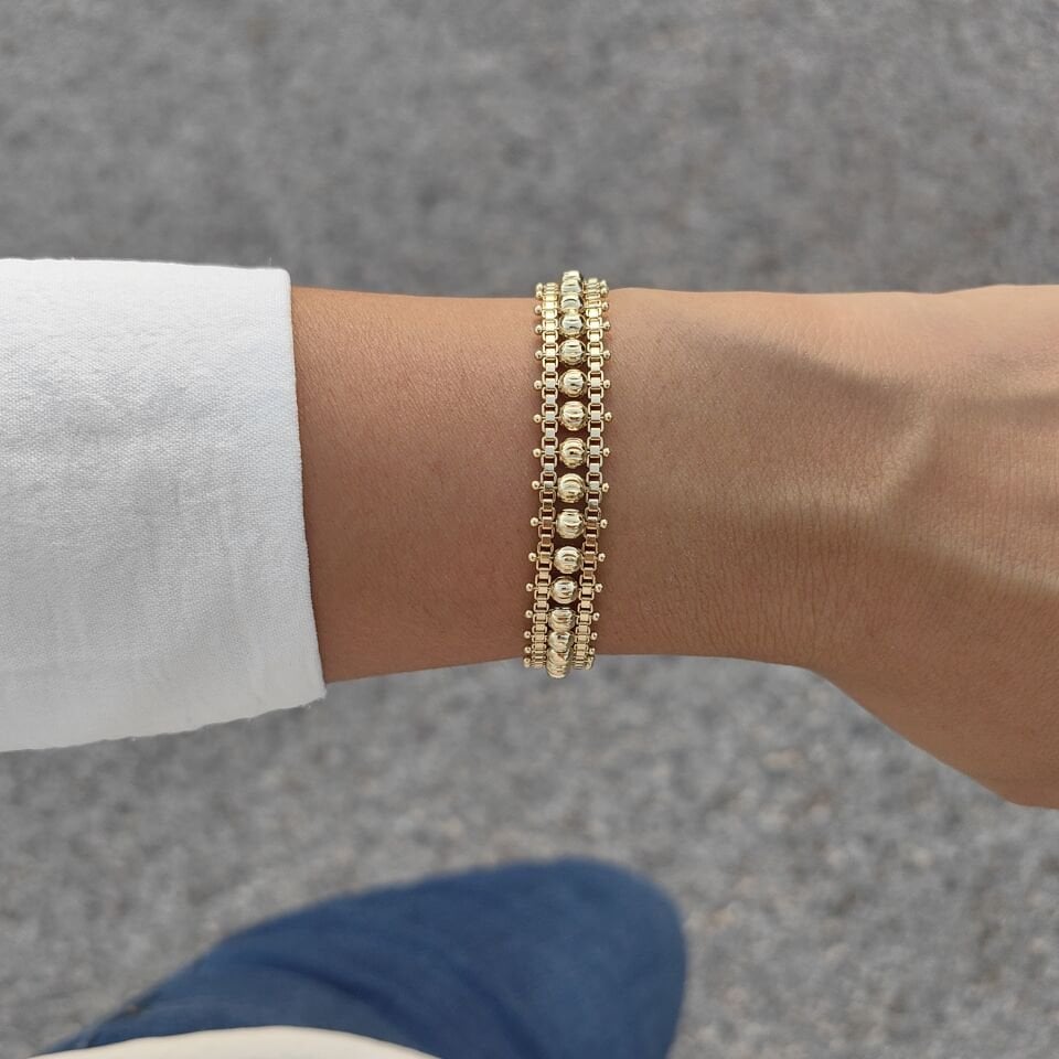 14 AYAR ALTIN KAPLAMA DORİKA BİLEKLİK