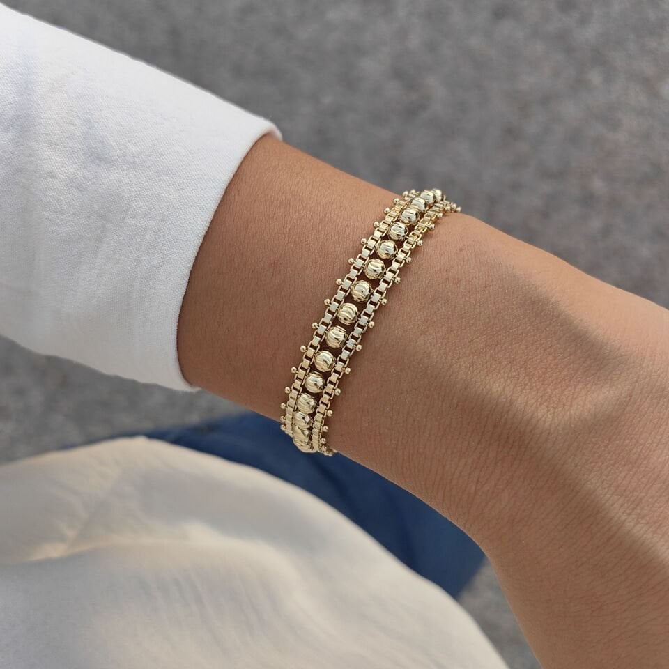 14 AYAR ALTIN KAPLAMA DORİKA BİLEKLİK