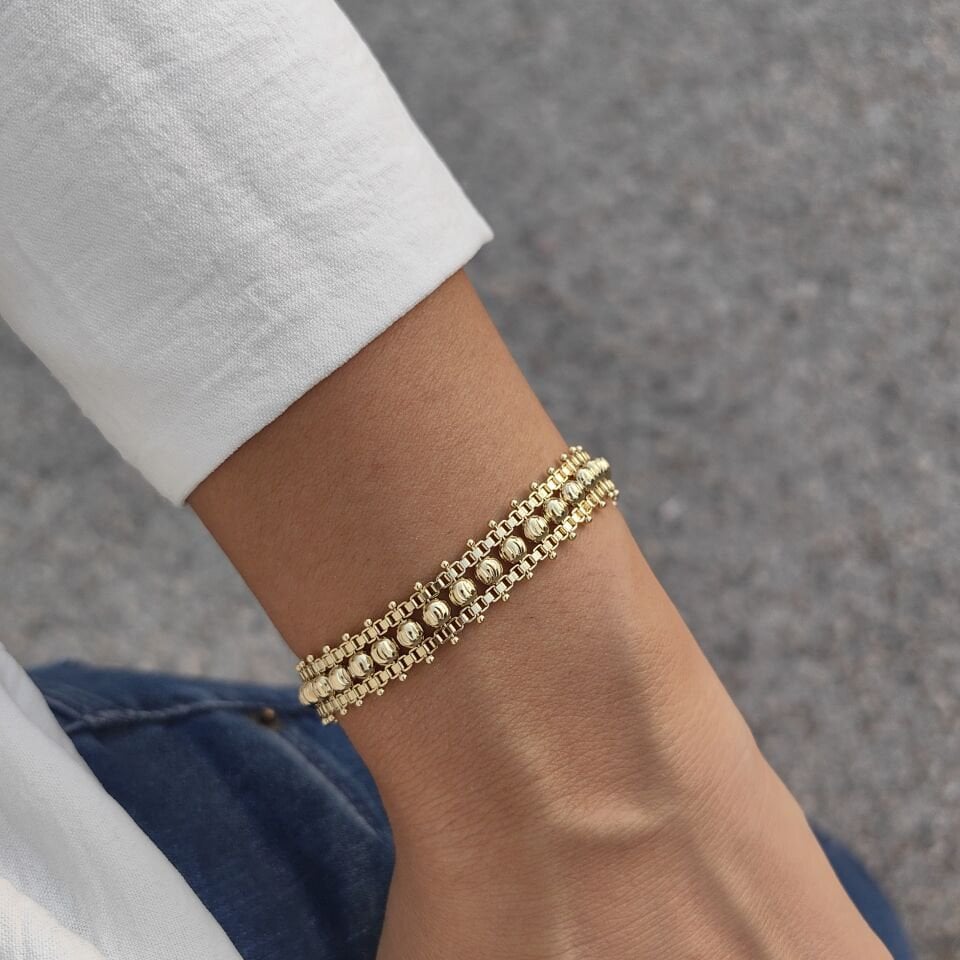 14 AYAR ALTIN KAPLAMA DORİKA BİLEKLİK