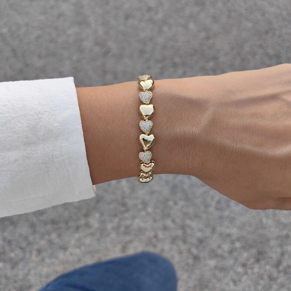 14 AYAR ALTIN KAPLAMA KALP BİLEKLİK