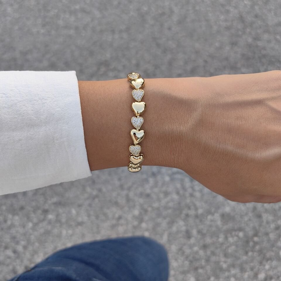 14 AYAR ALTIN KAPLAMA KALP BİLEKLİK