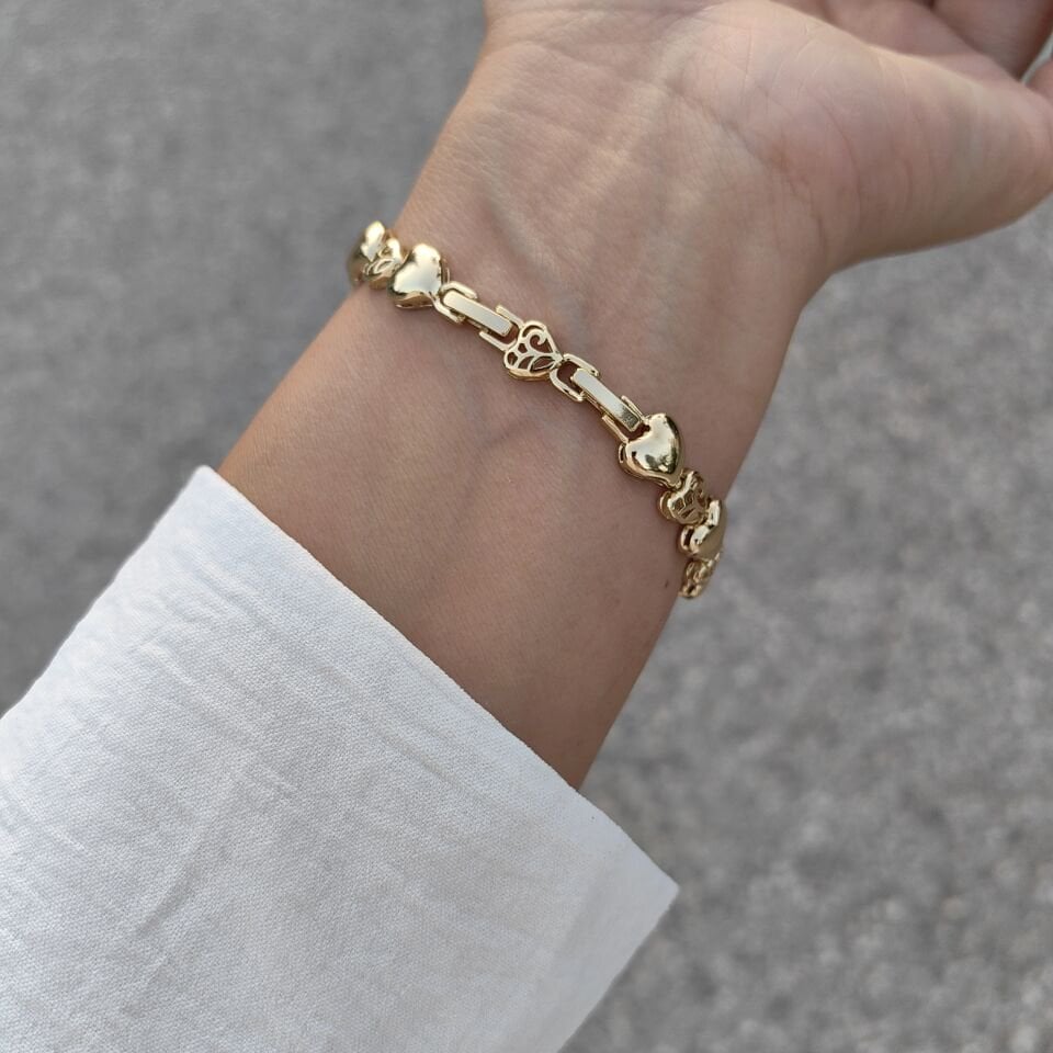 14 AYAR ALTIN KAPLAMA KALP BİLEKLİK