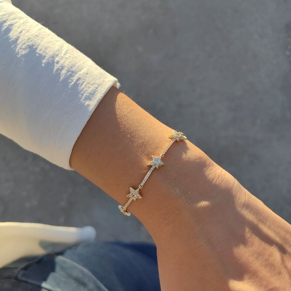 14 AYAR ALTIN KAPLAMA YILDIZ BİLEKLİK