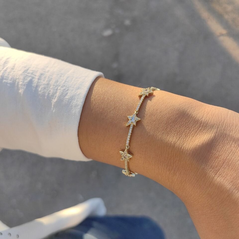 14 AYAR ALTIN KAPLAMA YILDIZ BİLEKLİK