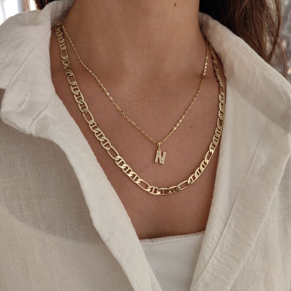 14K ALTIN RENGİNDE KOMBİN ZİNCİRLER