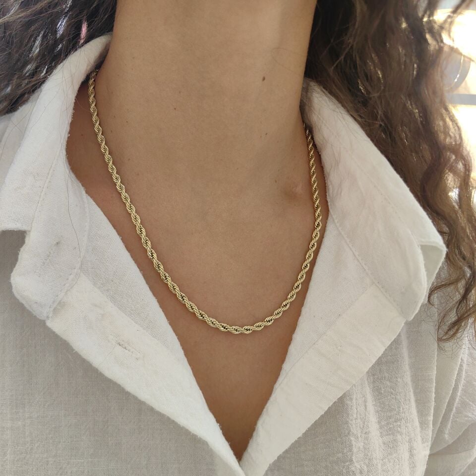 14K ALTIN KAPLAMA BURGU ZİNCİR