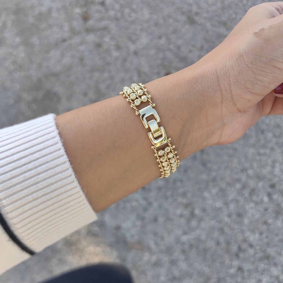 14 AYAR ALTIN KAPLAMA ÇİFT DORİKA BİLEKLİK