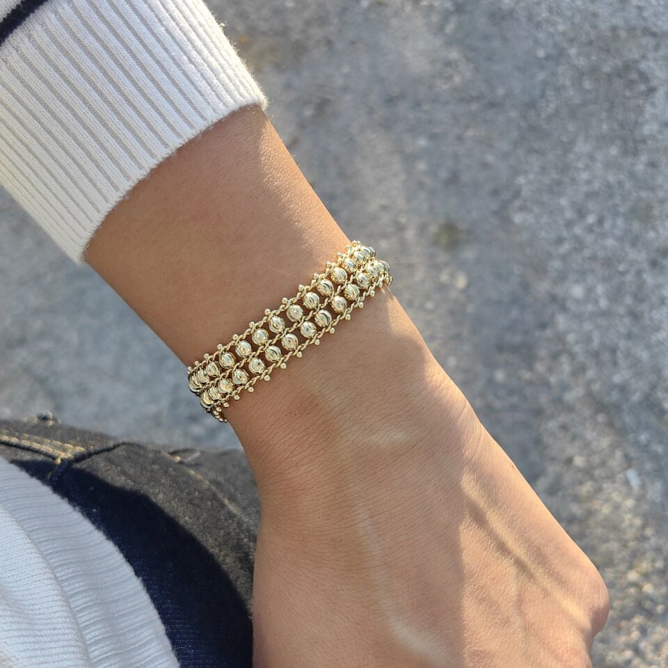 14 AYAR ALTIN KAPLAMA ÇİFT DORİKA BİLEKLİK