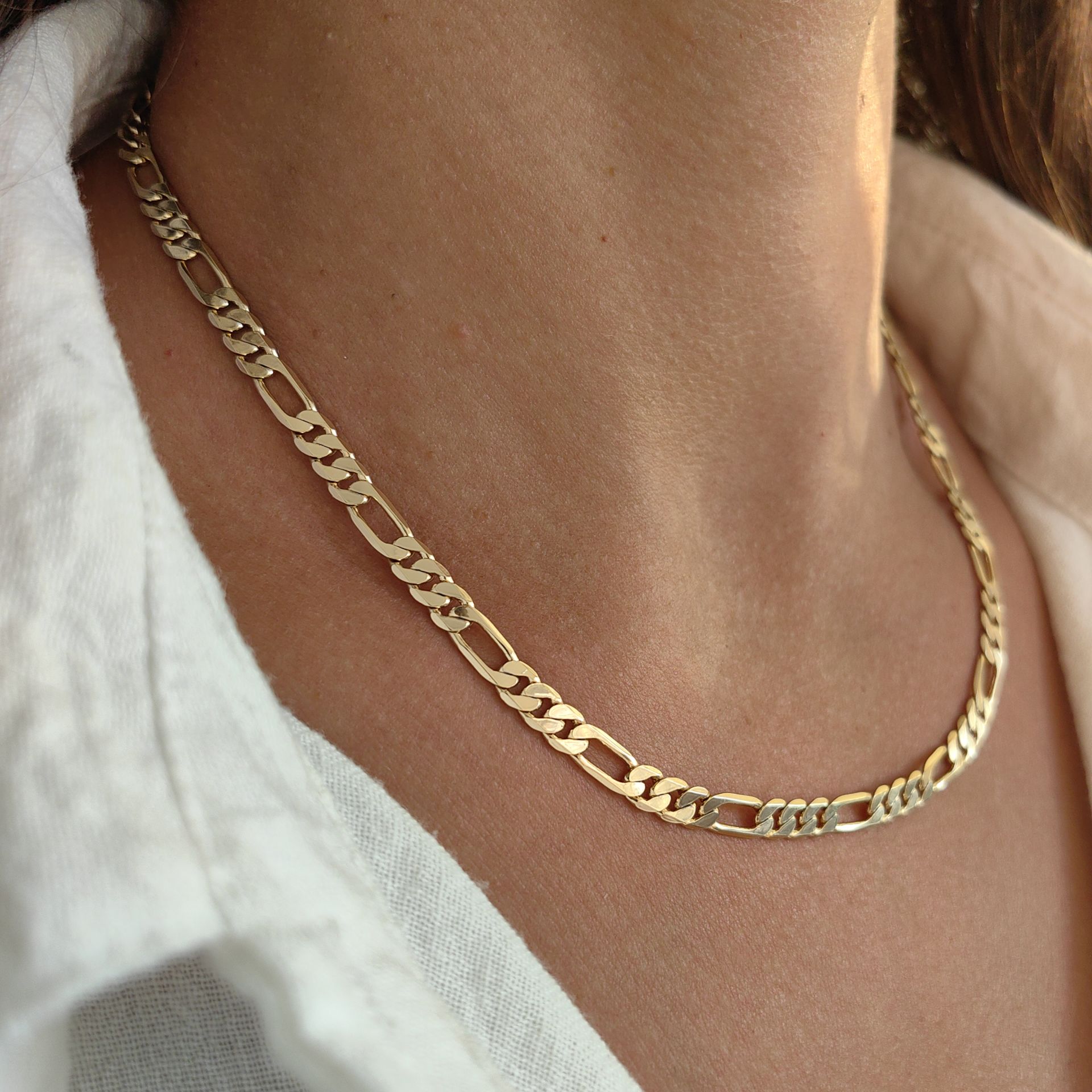 14K ALTIN KAPLAMA FİGARO ZİNCİR