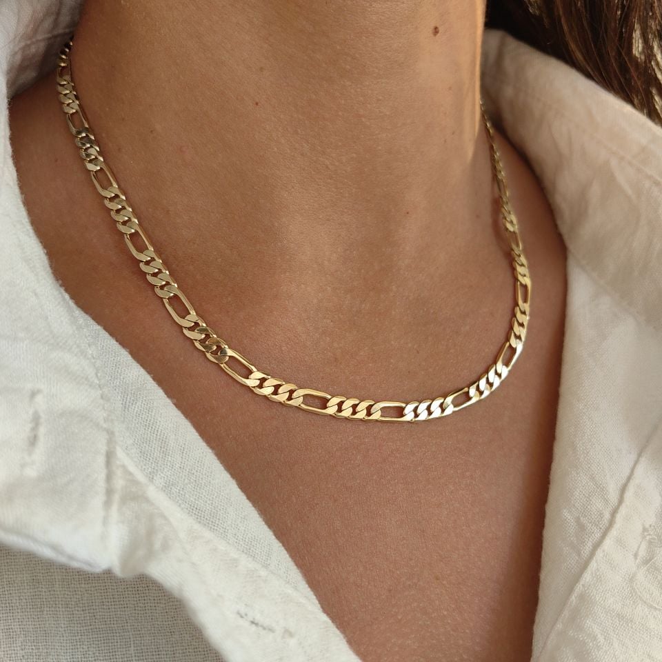 14K ALTIN KAPLAMA FİGARO ZİNCİR