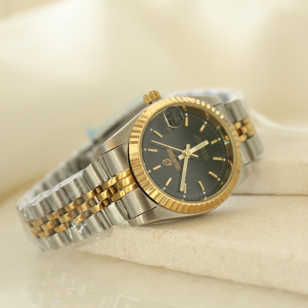 SPORTİVE SİYAH KADRANLI GOLD SİLVER SAAT