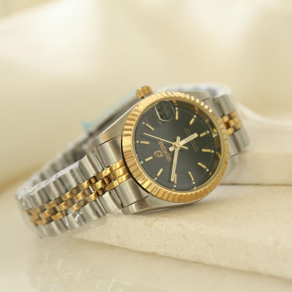 SPORTİVE SİYAH KADRANLI GOLD SİLVER SAAT