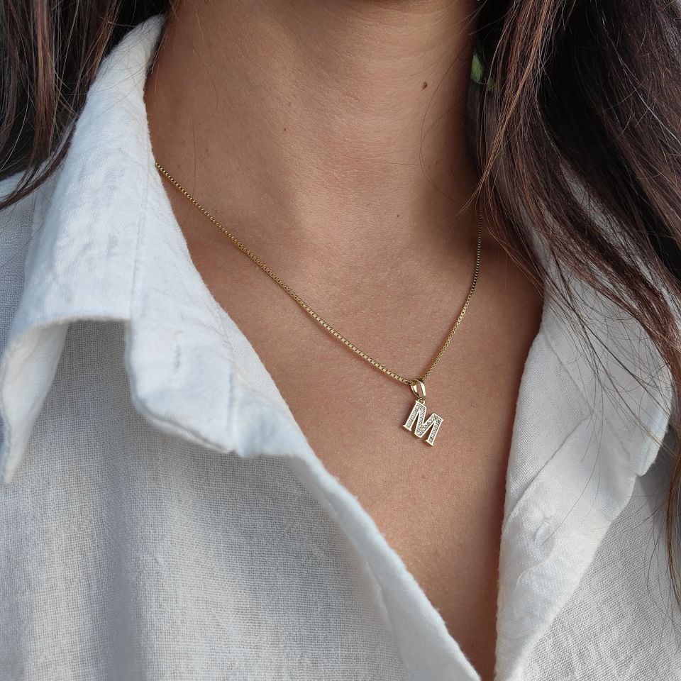 14K ALTIN KAPLAMA HARF KOLYE