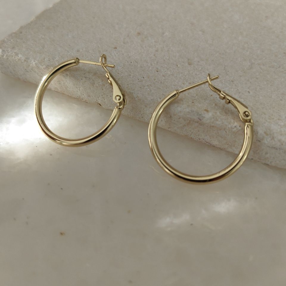 14K ALTIN KAPLAMA HALKA KÜPE