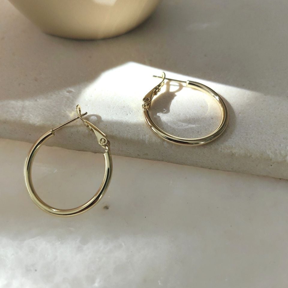 14K ALTIN KAPLAMA HALKA KÜPE