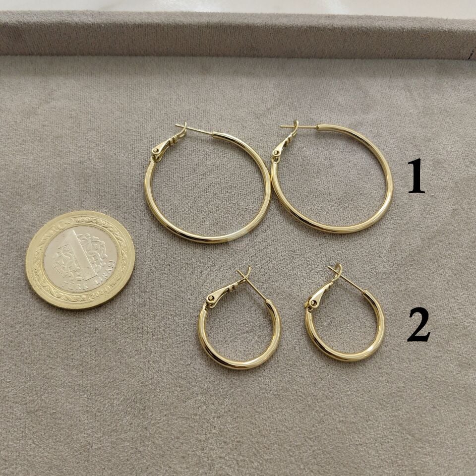 14K ALTIN KAPLAMA HALKA KÜPELER