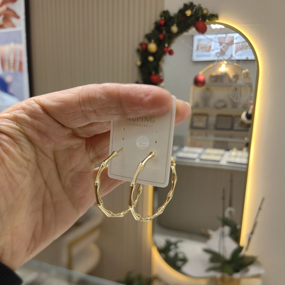 14K ALTIN KAPLAMA HALKA KEMİK KÜPE