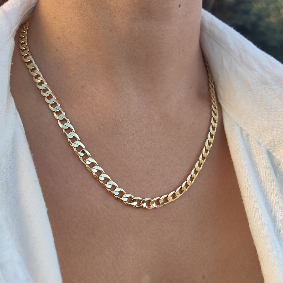 14K ALTIN KAPLAMA EZME HALKA ZİNCİR
