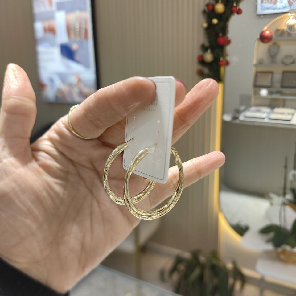 14K ALTIN KAPLAMA HALKA KÜPE