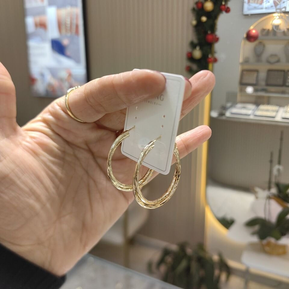 14K ALTIN KAPLAMA HALKA KÜPE