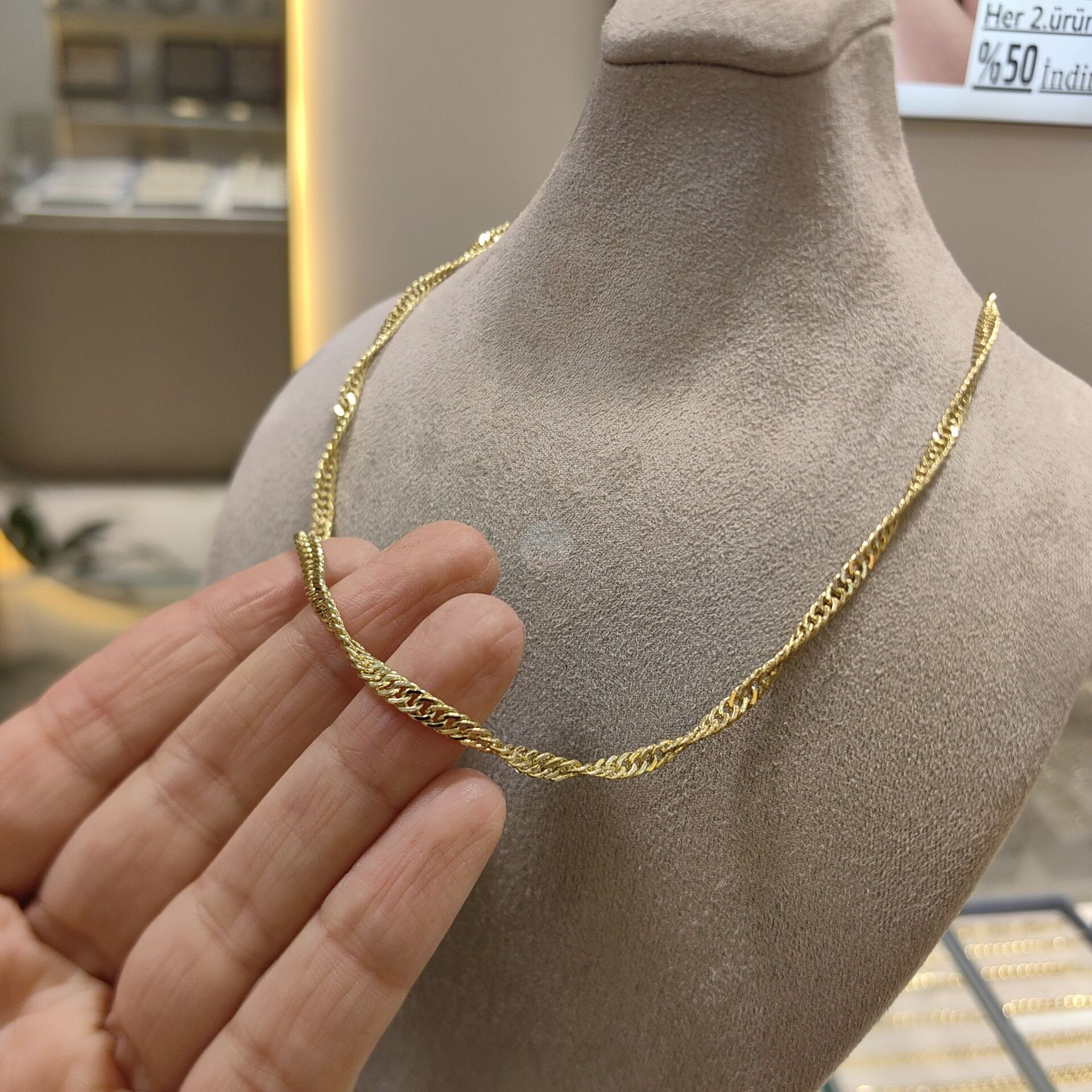 14K ALTIN KAPLAMA SİNGAPUR KALIN ZİNCİR