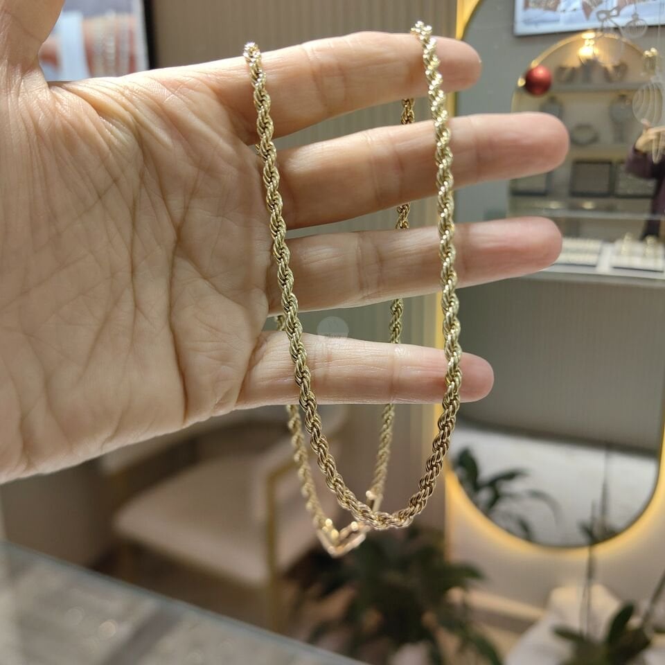 14K ALTIN KAPLAMA BURGU HALAT ZİNCİR