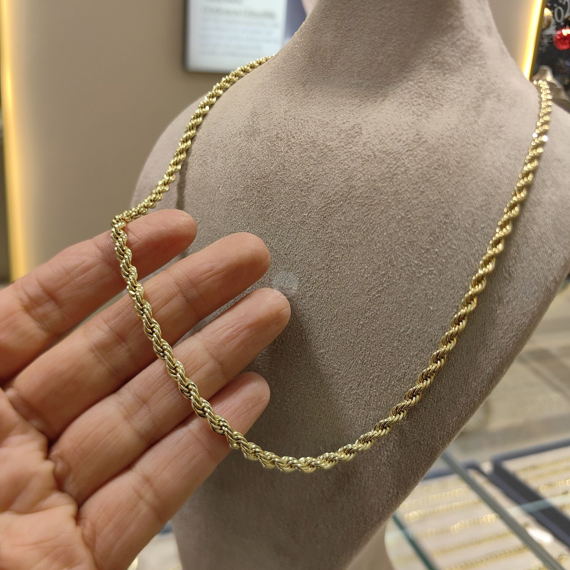 14K ALTIN KAPLAMA BURGU HALAT ZİNCİR