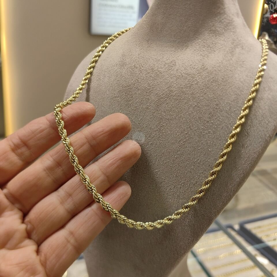 14K ALTIN KAPLAMA BURGU HALAT ZİNCİR