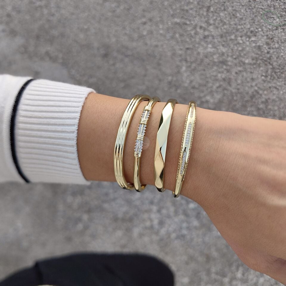 14K ALTIN KAPLAMA KELEPÇELİ BİLEZİKLER